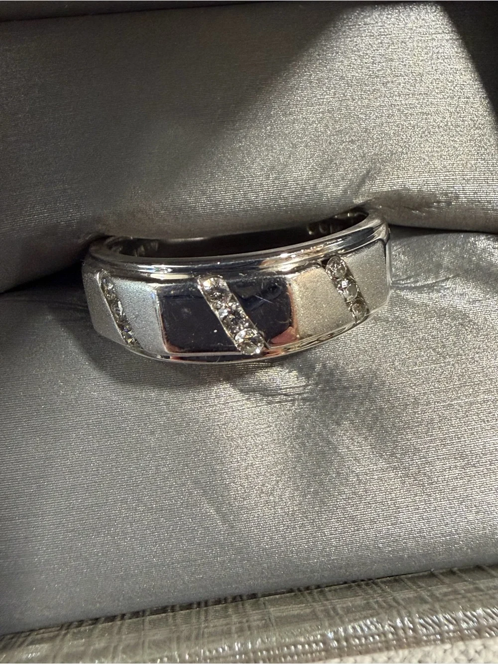 White Gold Channel-Set Round Diamond Wedding/Anniversary Band Ring Men’s/Unisex